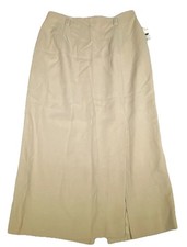 Vintage Talbots Worsted Wool Maxi Long Skirt Womens 14 Camel Back Zip Slit NWT