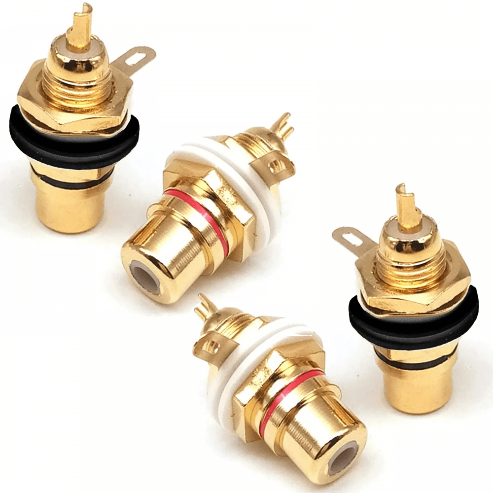 4x Gold RCA Phono Female Chassis Sockets 2 Pairs High Quality Audio Amp Speaker