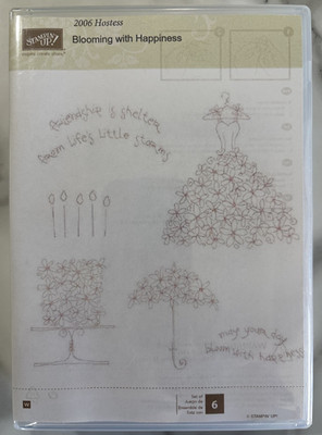 Stampin Up BLOOMING WITH HAPPINESS Stamp Set Wood Unmounted Rubber 2006 Hostess 