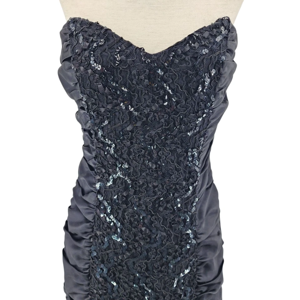 Vintage Zum Zum Womens 6/8 Dress High-Low Sequin Lace Black Party Formal Prom - Image 2 of 4