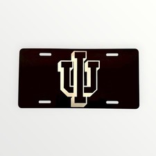 University Of Indiana Hoosiers Laser Engraved License Plate Black Metal Tag!!