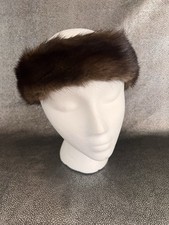 Classic Brown Mink Headband With Fur On The Inside And Snap In The Back