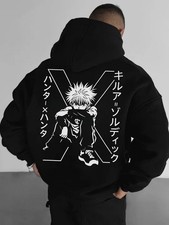 Men'S Anime Graphic Hoodie with Japanese Manga Print - 100 Polyester Oversized