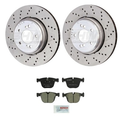 SHW Rear Rotors Bosch Quietcast Ceramic Disc Brake Pad Kit For E90 E92 E93 M3