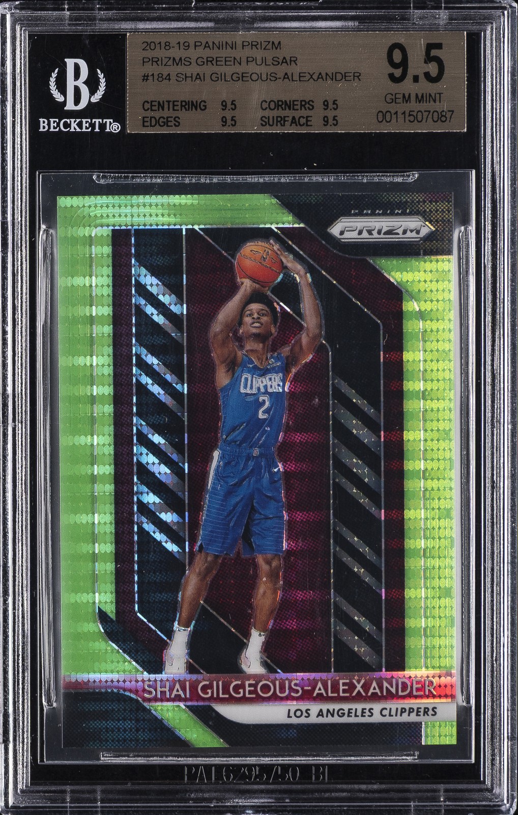 2018-19 PANINI PRIZM GREEN PULSAR #184 SHAI GILGEOUS-ALEXANDER #/25 BGS 9.5