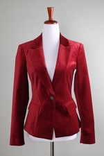 WHITE HOUSE BLACK MARKET 130 Red Velvet Notch Collar Blazer Jacket Top Size 00