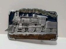 Vintage 1986 Siskiyou H-40 Belt Buckle Steam Train Colored Accents Collectible