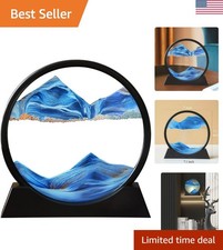 Moving Sand Art Picture - Liqud Motion Round Glass 3D Deep Sea Landscape,Dyna...