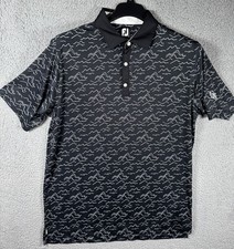 Footjoy Polo Shirt Mens Large All Over Print Waves Stretch Golf Performance