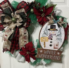 Winter Snowman Christmas Holiday Wreath