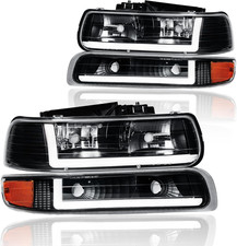 LED DRL Headlight Assembly, Headlights Kit Compatible with 1999-2002 Chevy Silve