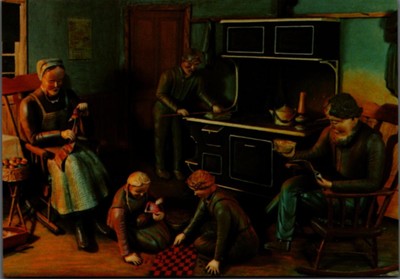 A Winter Evening - 3D Wooden Art by Aaron Zook Vintage Postcard