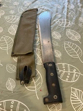 Vintage Hand Forged Bolo Knife  Machete 19" Blade 14 1/2" Case