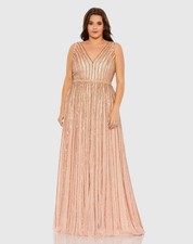 Mac Duggal, Size 16w, Plus Beaded Gown In Apricot/Pink- RARE!