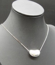 Tiffany & Co. Elsa Peretti Bean Pendant Necklace 925 Sterling Silver 16 Inch