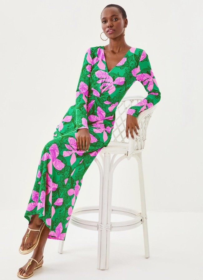 Lilly Pulitzer Tilli Maxi Dress - Kitts Green Sunset Shadows NWT Size 8