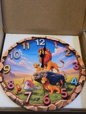 25 CM DIAMETER ,2D FLAT CHIMELESS LION KING WALL CLOCK,BRAND NEW BOXED