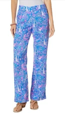 Lilly Pulitzer Deri Linen Palazzo Pant Size Small Boca Blue Its A Sailabration