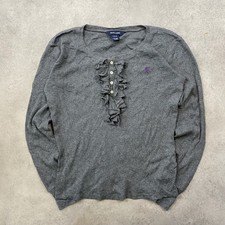 Ralph Lauren T-Shirt Girls Large Ruffle Henley Long Sleeve Tee, Grey