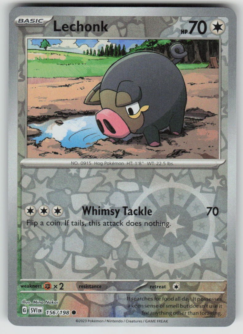 Pokemon Lechonk 156/198 Scarlet & Violet Base Set Reverse Holofoil