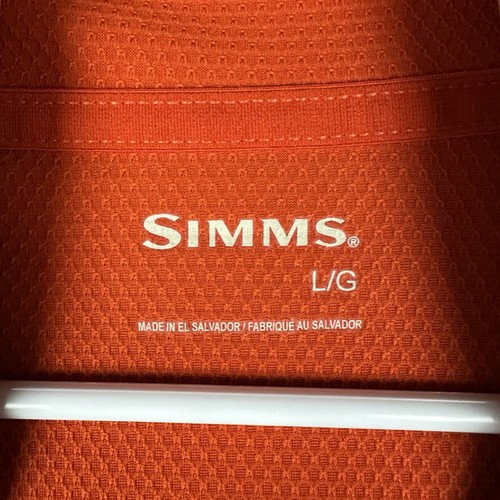 Simms Shirt Mens L Orange/Brown Camouflage Hoodie Solarflex Fishing Long Sleeve - Picture 5 of 12