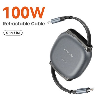 Toocki 100W Type C Retractable Cable For iphone 16 15 Pro Max Samsung Fast Charg