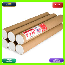 Paclord 3 X 24 Heavy-Duty Reinforced Cardboard Mailing Tube Pack Of 6 Tubes 12