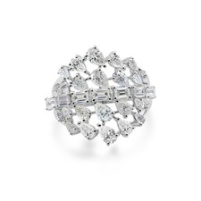 Anello Cluster Di Diamanti Con Taglio Ottagonale Da 2,60 Ct In Oro Bianco 18k