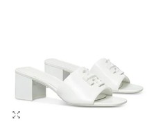 Tory Burch Eleanor Mule Sandal Size 9.5 White Metal Logo