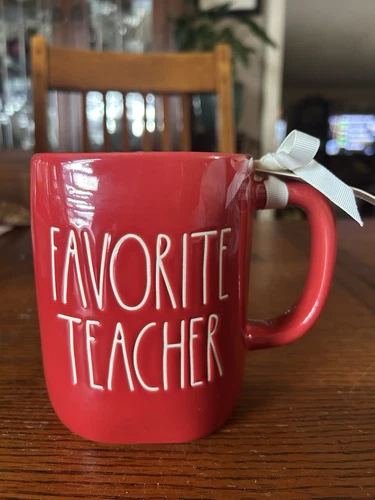 RAE DUNN Artisan Collection by Magenta Double Sided “Favorite Teacher” Red Mug