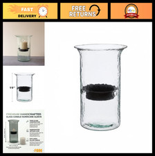 Large Glass Hurricane Candle Holder with Rustic Metal Insert - Perfect Centerpie
