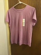 Time And Tru Womens Large L 12 14 Pink Crew Tee New Relaxed Fit *pinhole*