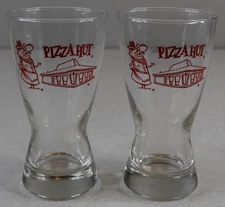 Vintage NOS 1970s Pizza Hut Libbey 12oz Drinking Glasses 5 7/8" Tall Lot of 2