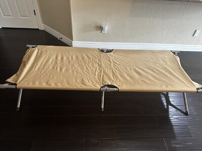 Ozark Trail Camping Cot Twin Size 6ftx2ft Tan/Beige W/ Carrying Bag - Clean