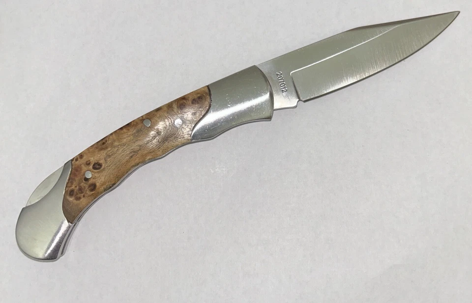 C. Jul Herbertz Single Blade Folding Knife 4.5” Blade Exotic Wood Abalone MOP - Image 4 of 4