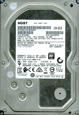 HUS726060ALE610, 0F23001, APKD05, HGST SATA 6TB | eBay