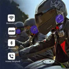 Motorcycle Helmet Bluetooth Headset Intercom 2 Riders Interphone Music Player