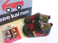 See Kai Run Baby Boy's Leather Shoes Size 3 Black Gray Red EU 19