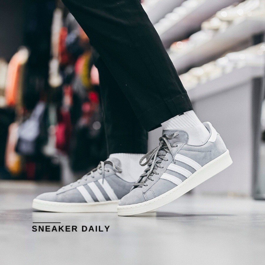 Gray Adidas Adidas Campus Grey Suede Womens Adidas Campus 80s Japan (Grey  Off White Chalk White)