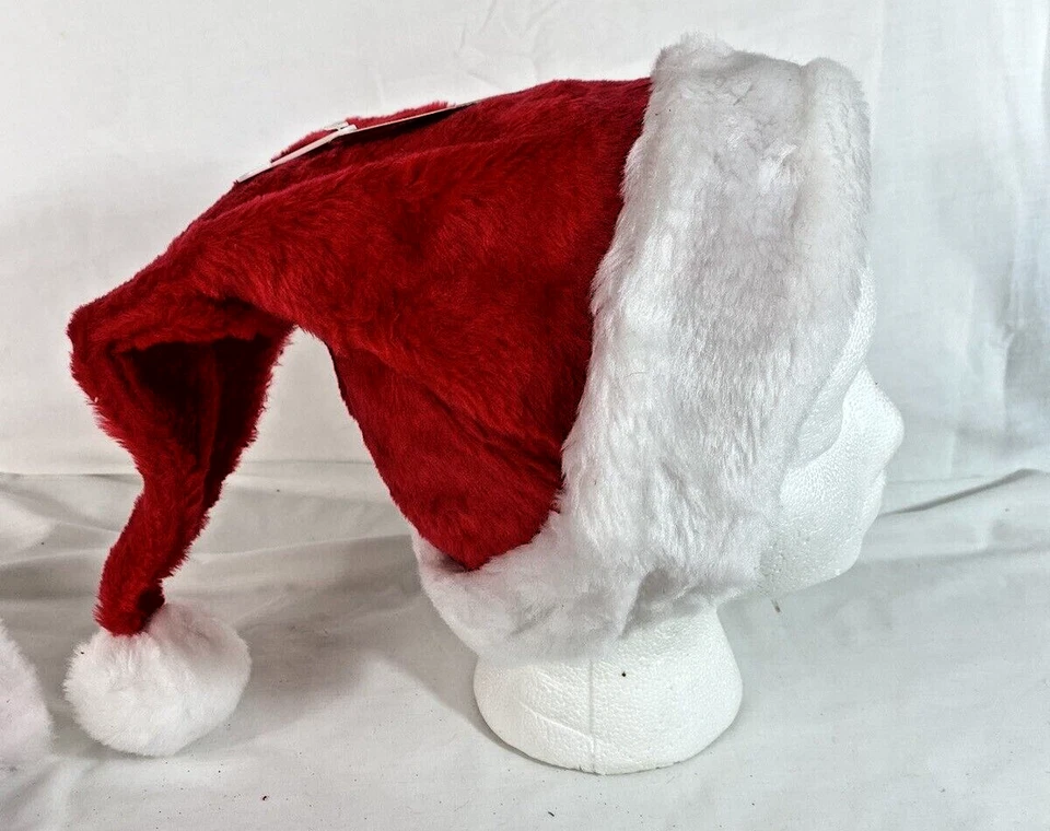 unisex set of 5 large Santa hats red with faux white fur headband pompom - Image 4 of 4