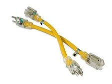 2 Pack - 1-ft 12/3 Heavy Duty Lighted SJTW Indoor/Outdoor Extension Cord by