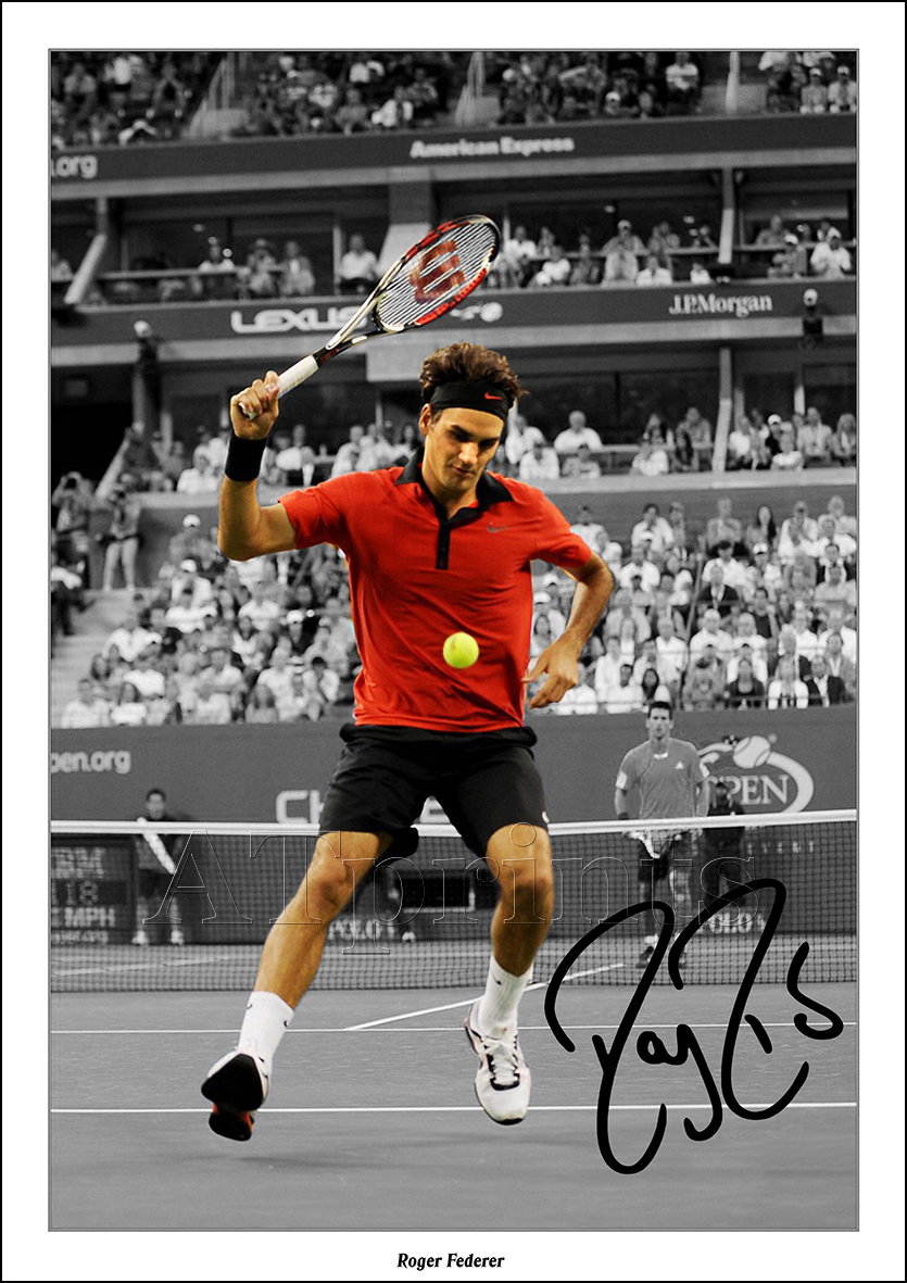 ROGER FEDERER SIGNED PRINT POSTER PHOTO AUTOGRAPH TENNIS US OPEN