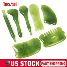 7PCS Gua Sha Natural Resin Quartz Stone Shape Facial Body Massage Board Tool Set