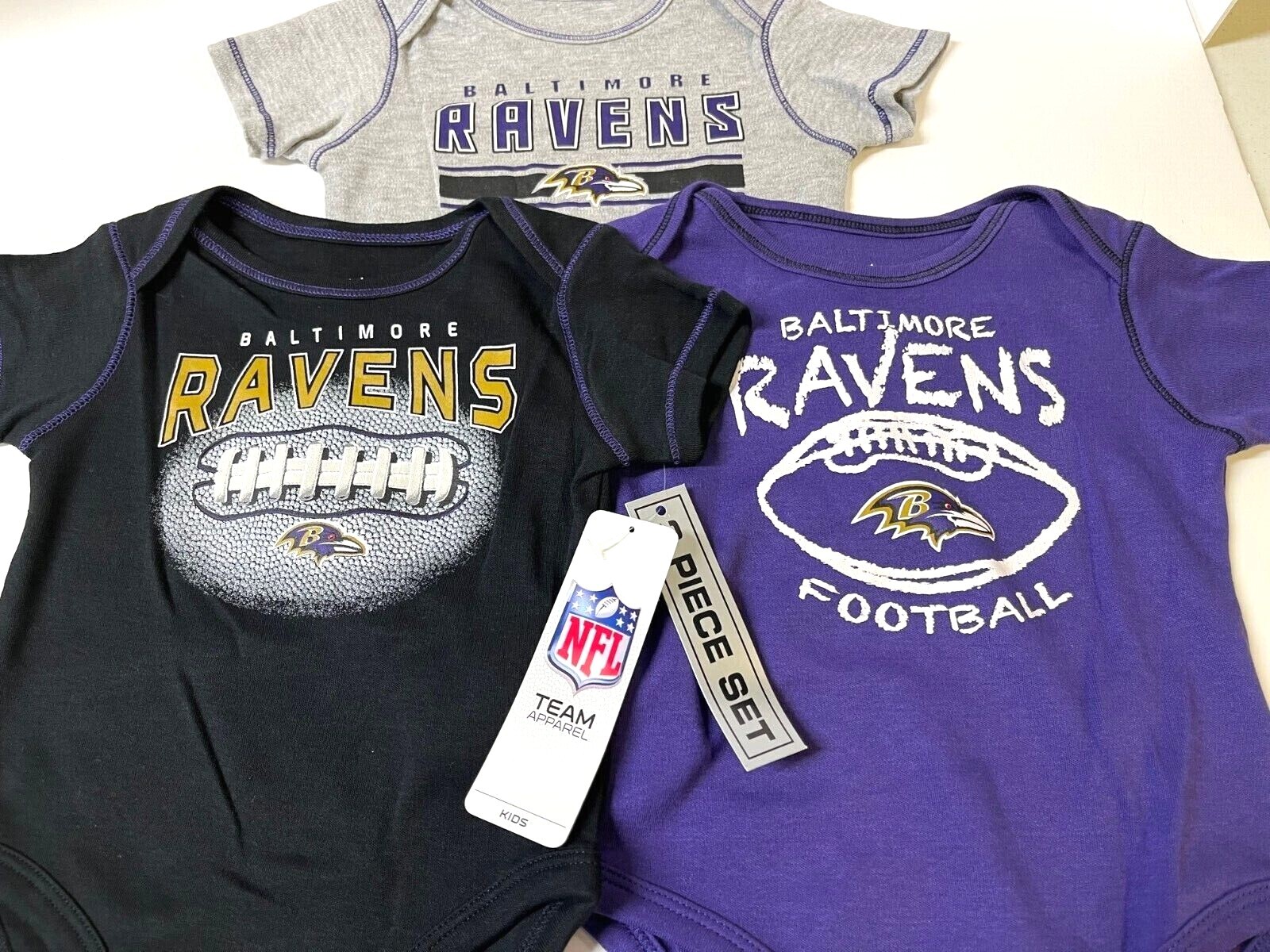 Baltimore Ravens Newborn & Infant 3rd Down & Goal ThreePiece Bodysuit