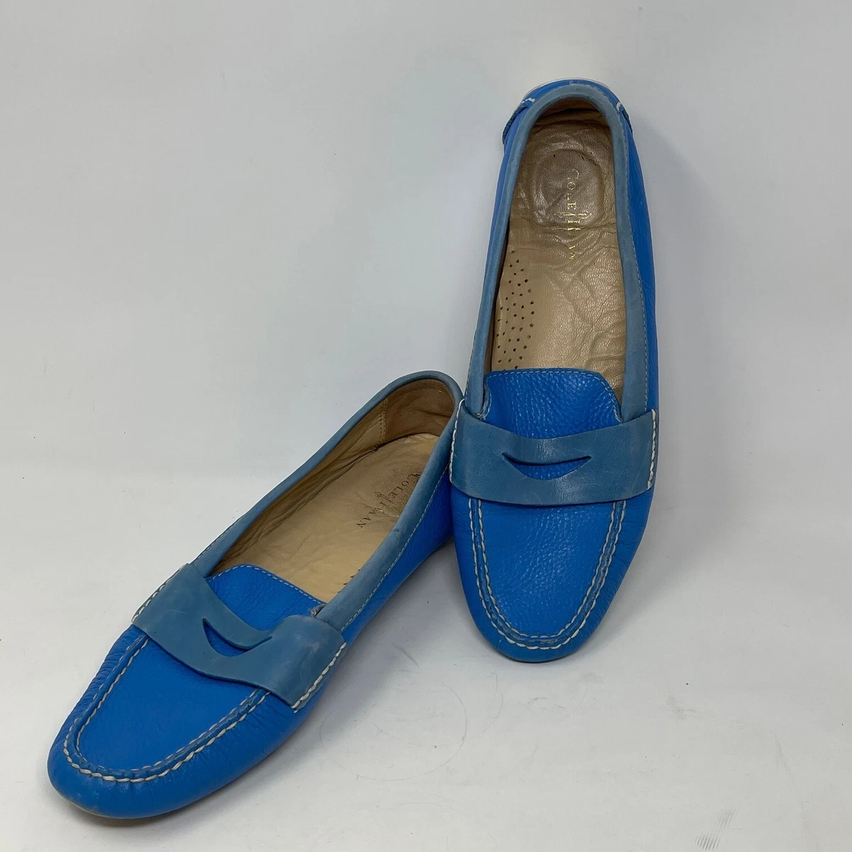 Cole Haan Womens Flats Blue 9.5 B Leather Driving Shoe Penny 