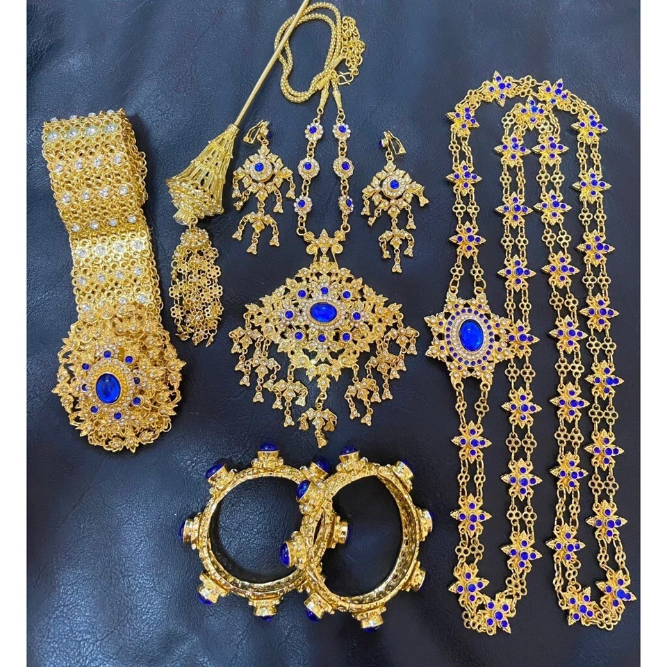 1 SET Thai Blue Jewelry Occasional Bride Wedding Parade Show Special UNIQUE  NEW - Image 3 of 4