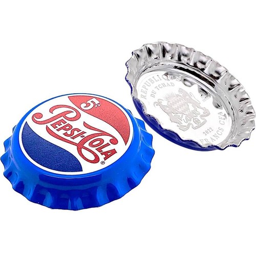 Sale Price - 2022 Chad 6 gram Pepsi-Cola Retro Bottle Cap Proof Silver Coin .999 - Picture 6 of 10