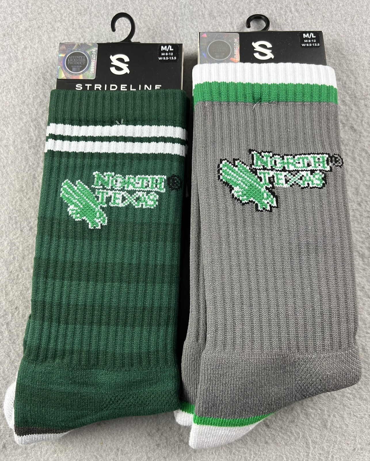 NCAA North Texas Eagles Crew Socks 2-Pack M/L New Strideline