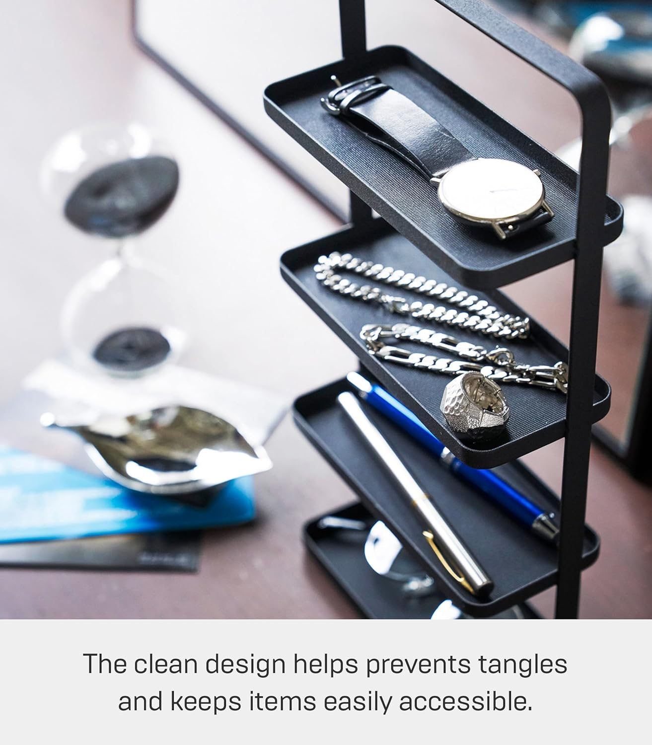 4-Tier Steel Jewelry Organizer Tray for Home Accessory Storage