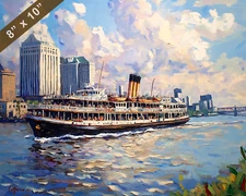 New Orleans with Mississippi River oil painting 8x10 Print